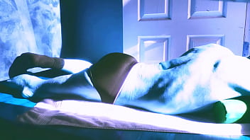 Sped up stretching on floor with roller and briefs for some sun and relief in winter december 2021