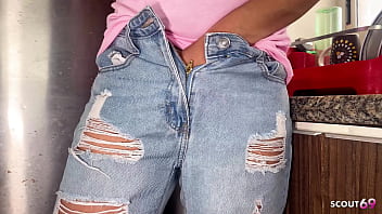 Beauty face latina teen bitch caught masturbate at hostel kitchen and get anal sex by old german tourist