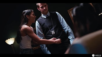 Lesbian freeze fetish brunette latina girl stops time and pranks coco bae while sucking her tits