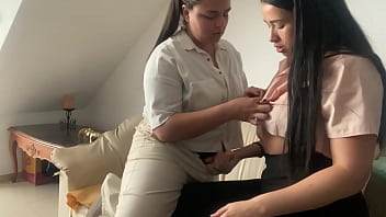 Fucking on the couch with strapon