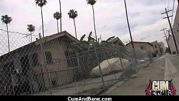 Interracial group blowjob from a ebony slut 3