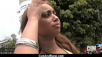 Interracial group blowjob from a ebony slut 3