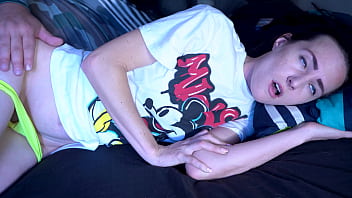 Sneaky stepbrother comes into the room and fucks his blue eyed stepsister