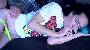 Sneaky stepbrother comes into the room and fucks his blue eyed stepsister