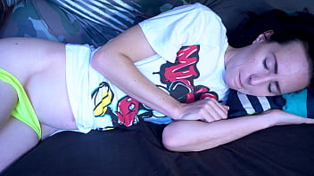 Sneaky stepbrother comes into the room and fucks his blue eyed stepsister