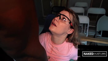 Blond slut stuffs pussy with her teachers huge dick