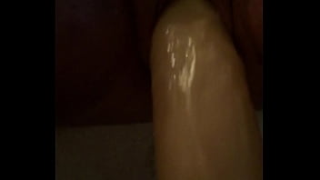 Pounding her with huge dildo