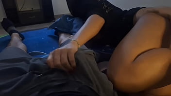 My stepsister and i watch a movie when we are alone at home she ends up with my cock in her mouth