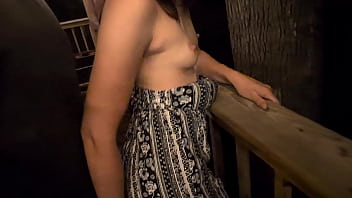 Hot wife seduces guy on cabin porch