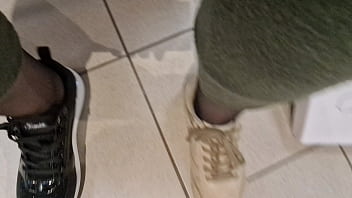 Sheer feet and new sneakers in public 4k