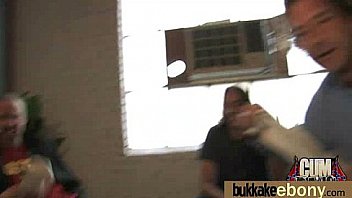 Ebony babe sucks too many white cocks 15