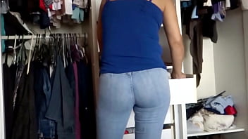Beautiful latina stepmom showing off her big ass moaning and begging for anal sex