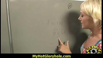 I sneak black bj as i fuck husband thrue gloryhole 12