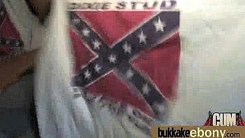 Ebony babe sucks too many white cocks 20