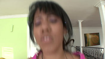 Dark skin asian teen gets fucked by her white step father