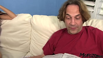 18 year old brunette with small tits is fucking with her step dad