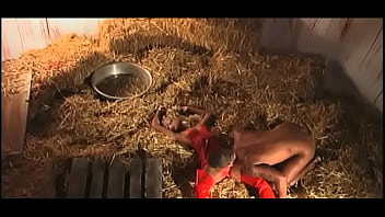 A large black cock bangs sexy chrystal on top of hay