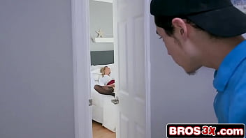 Stunning blonde milf using her pervy step son for pleasure