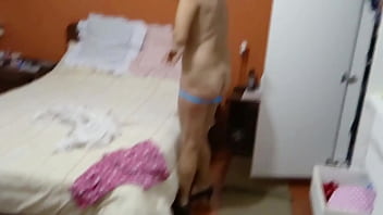 I get home and undress stepson masturbates while watching me big cock