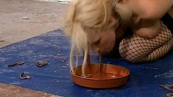 Gross worms in mouth humiliation of bizarre blonde slaveslut crystel lei