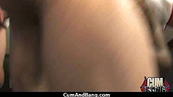 Busty ebony whore gangbanged and covered in cum 18
