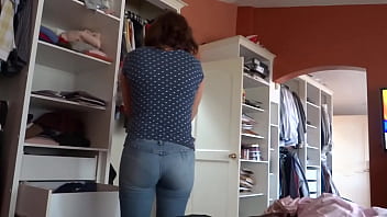 Stepson records me getting dressed and i give him permission to cum in my ass