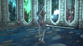 Shapely mature elf preacheress in transparent bodysuit performs ritual dance