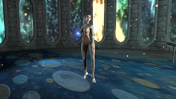 Shapely mature elf preacheress in transparent bodysuit performs ritual dance