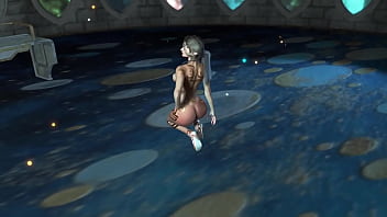 Shapely mature elf preacheress in transparent bodysuit performs ritual dance