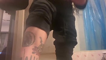 Rebeca addams the second dirty feet in the laundry room