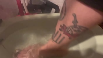 Rebeca addams the second dirty feet in the laundry room