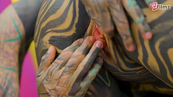 Alt girls tattooed lesbian dildo punk goth hippie spit tongue