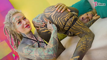 Alt girls tattooed lesbian dildo punk goth hippie spit tongue