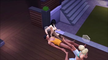 Busty asain goes to a local pool to make new friends and have sex with them