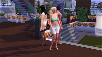 Busty asain goes to a local pool to make new friends and have sex with them