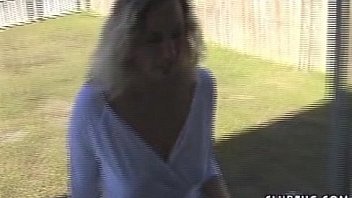 Horny blonde strokes a prick