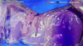Covering the whole body with fluorescent paint and having sex under black light the visual impact is super Covering the whole body with fluorescent paint and having sex under black light the visual impact is super