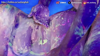 Covering the whole body with fluorescent paint and having sex under black light the visual impact is super