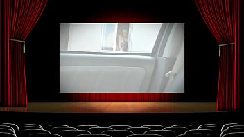 Nude woman neighbor sexy mature milf without panties and bra washes windows her apartment a taxi driver watches from car solo naked in public peeping outdoor outside publicly big natural tits pussy