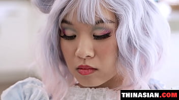 Asian slut eager to taste the treat between her legs thinasian