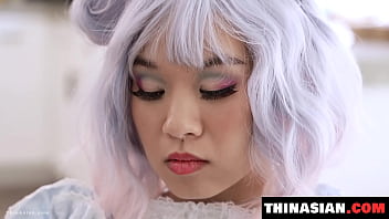 Asian slut eager to taste the treat between her legs thinasian