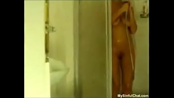 Young hot blonde has hot sexy shower
