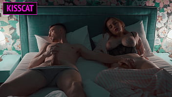 Step mom can't lie alone on vacation and comes to step son's shared bed for hard sex