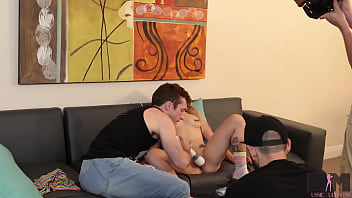 Skylar’s small frame bounces on brick’s rod in wild couch bang