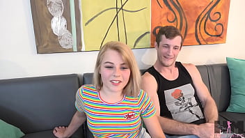 Skylar’s small frame bounces on brick’s rod in wild couch bang