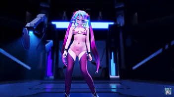 Slut miku shows off her body