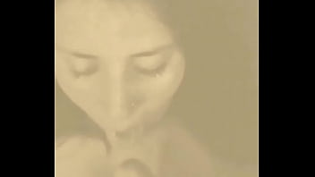 Pretty teenager eating cum