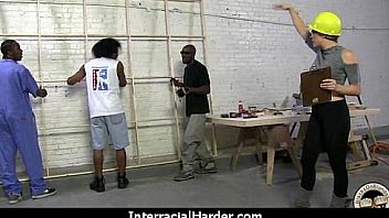 Busty blonde fucks and sucks a huge black monster cock 7