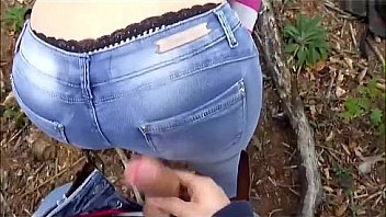 German teen gives outdoor blowjob