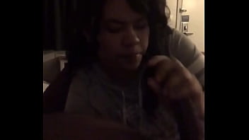 Meat down her throat